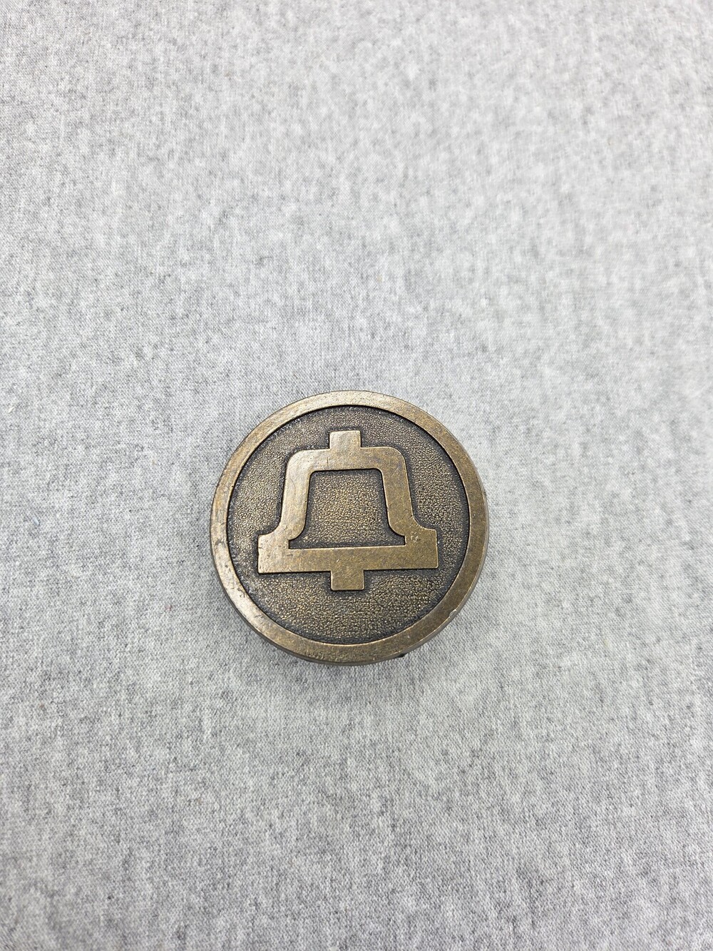 Vintage Bell Telephone Solid Brass Belt Buckle Embossed Bell Logo 1970s